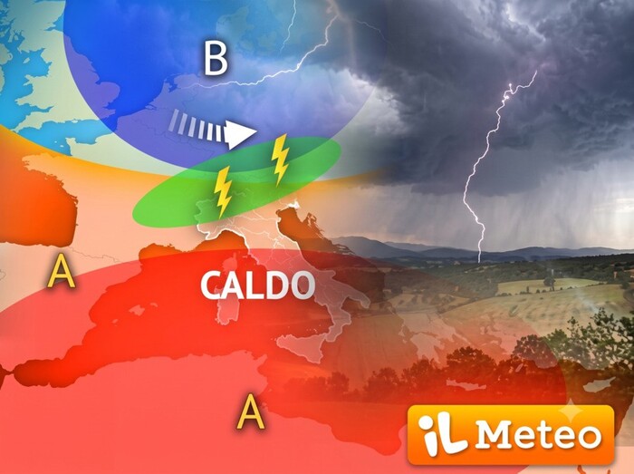 Prossimo weekend: Italia divisa in due, specie Sabato11 Luglio: rovesci al Nord