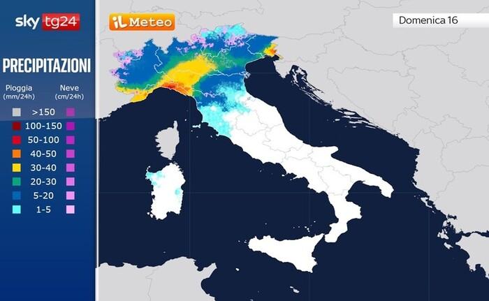 Piogge previste per Domenica 16 Novembre