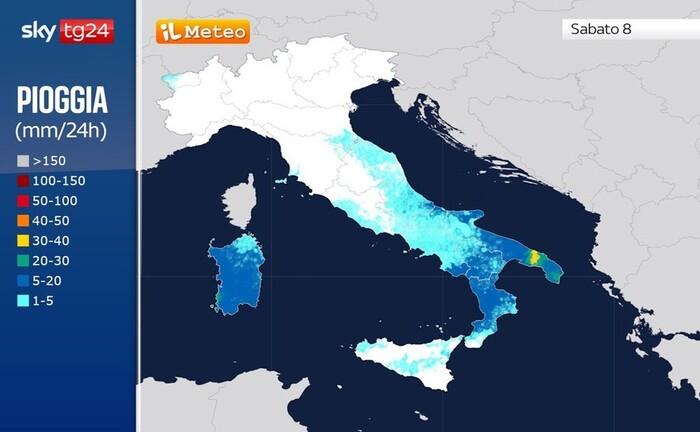 Piogge e temporali previsti nel corso di Sabato 8 Novembre