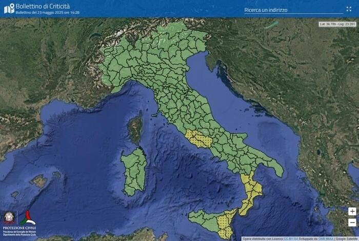 Allerta gialla sabato 24 maggio 