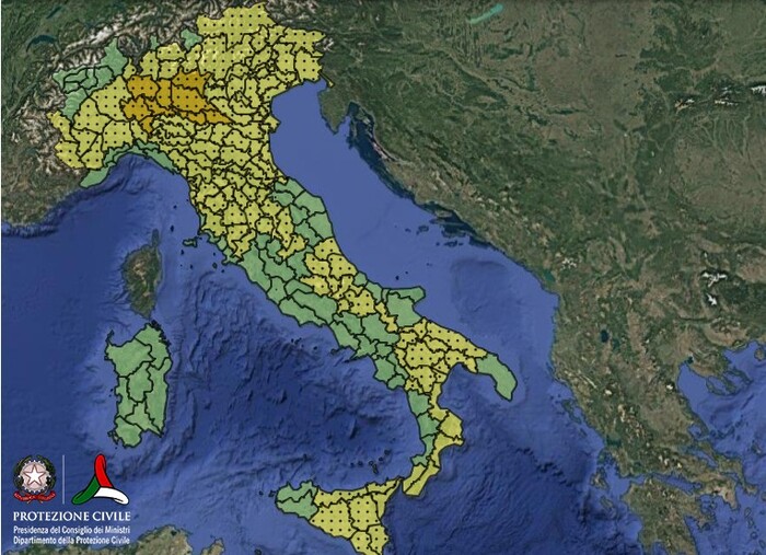 Le zone in allertamento per il 2 Luglio