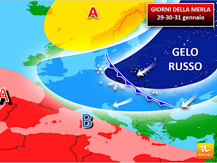 I GIORNI DELLA MERLA, ITALIA RITIRATA TRA RUSSO GELO E POSSIBILE CICLONE.  Aggiornamenti »ILMETEO.it