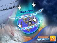 Meteo, classico colpo di coda invernale: giù di 10°C, neve in collina, Vento e onde a 8 metri. Parla Tedici
