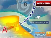 Meteo Weekend: veloce Perturbazione in transito, vediamo dove pioverà Sabato e Domenica
