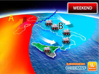 Meteo: Weekend con tante piogge, Italia ostaggio di una Bassa Pressione Sabato e Domenica 