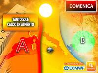 Meteo Domenica: Sole prevalente e caldo in aumento, qualche temporale solo sui rilievi del Sud