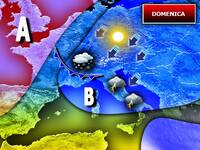 Meteo : Domenica con Venti Freddi, ultime piogge e nevicate sul Nordovest poi tanti temporali al Centro Sud