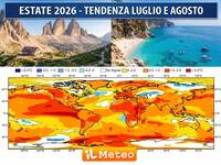 Meteo, Proiezioni Estate 2026: Luglio con 3°C...