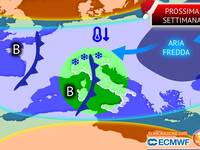 Meteo prossima settimana: arriva il ciclone natalizio con piogge diffuse e nevicate