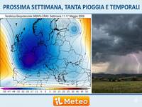 Meteo: Prossima Settimana fortemente temporalesca, da Lunedì 11 Maggio ci aspettano ben 3 Perturbazioni