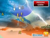Meteo Prossimi Giorni:  Maltempo, nuova offensiva alle porte, prima di un miglioramento; i dettagli
