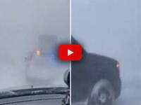 Tempesta di neve vista dal parabrezza: traffico in tilt, il Video Corriere
