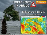 Meteo: Venti forti, da Lunedì 13 raffiche fino a 80 km/h