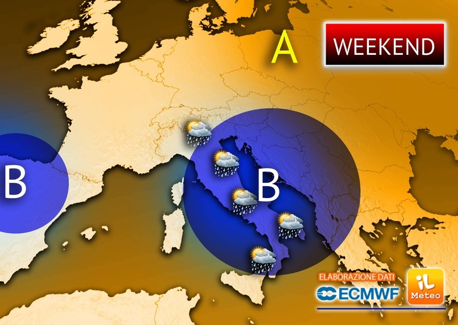Meteo Weekend: vortice sull'Italia, sabato e domenica tra piogge e momenti di sole