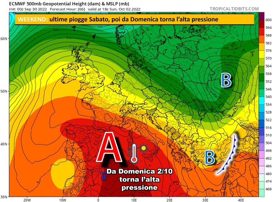 Da Domenica 2 Ottobre alta pressione in rimonta sull'Italia